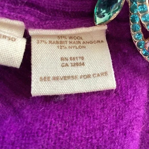 Free People Sweater Cardigan Medium Purple Wool Blend Rhinestone Embellished - Picture 10 of 10